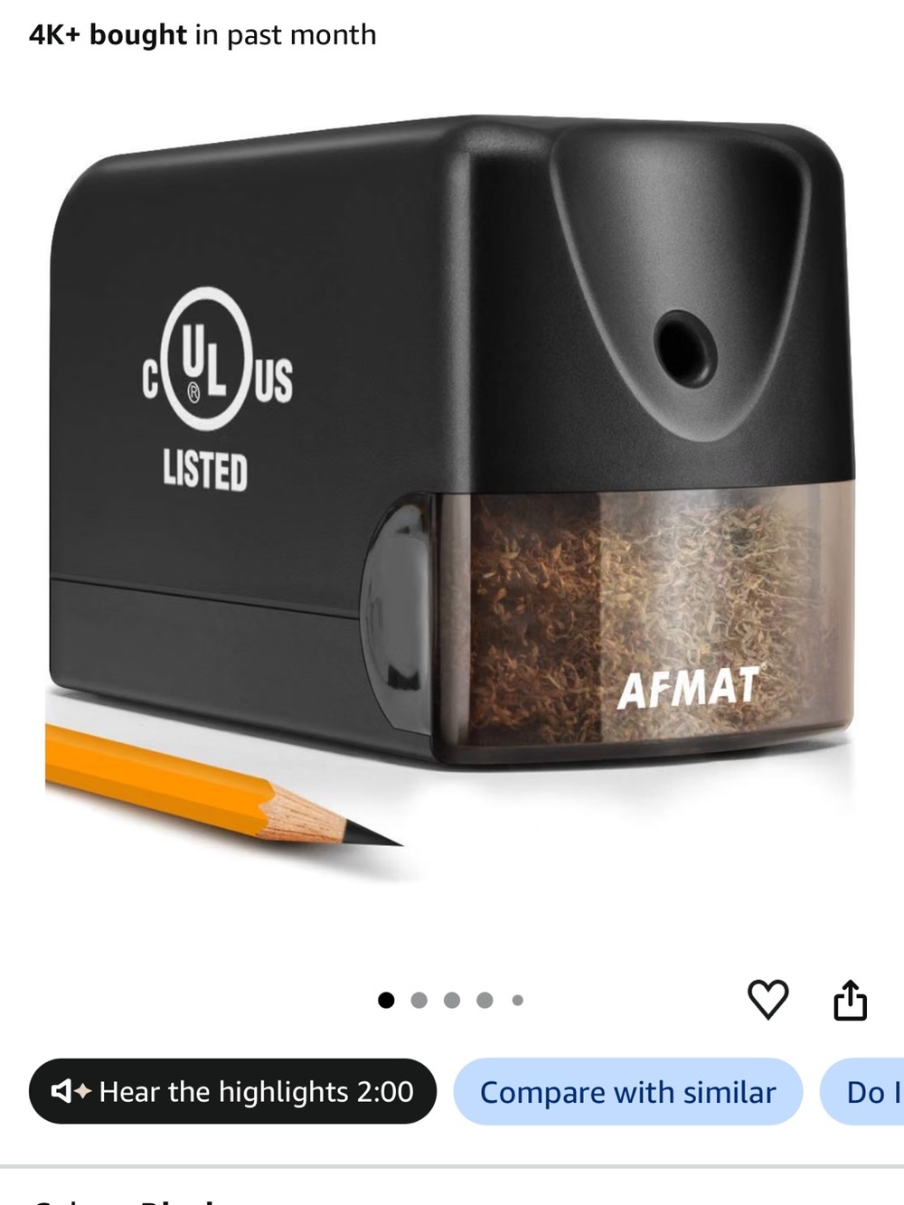 Black Electric Pencil Sharpener - Black EUC